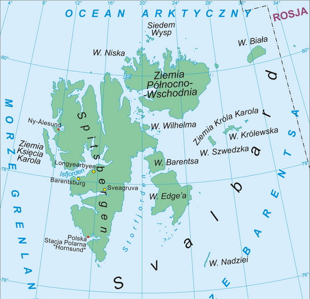 Lodowcowy archipelag Svalbard na Oceanie Arktycznym