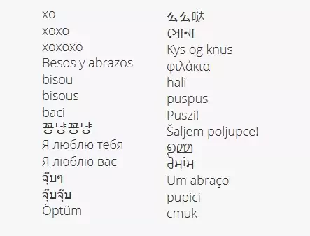 Xoxo w innych wersjach językowych