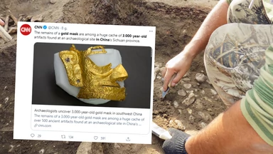 Niezwykłe odkrycie w Chinach. To fragment złotej maski liczącej 3 tys. lat