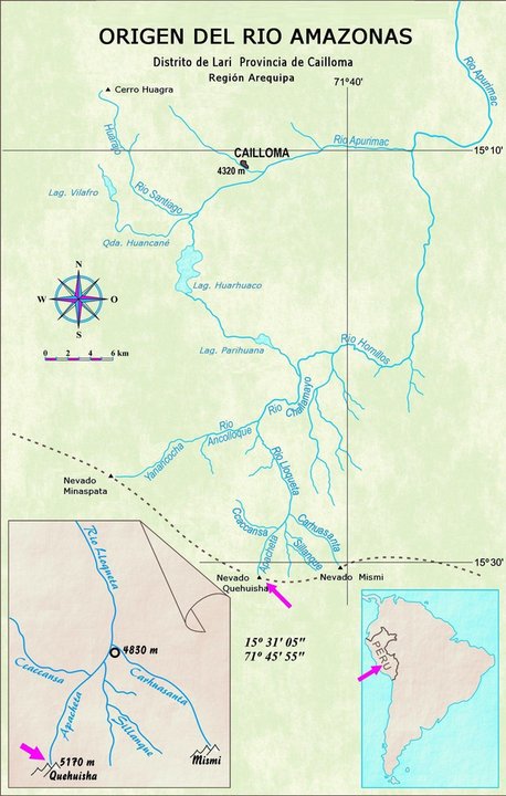 Mapka sytuacyjna okolic źródła Amazonki