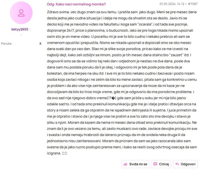 Neprijatna situacija devojke sa Ana Foruma