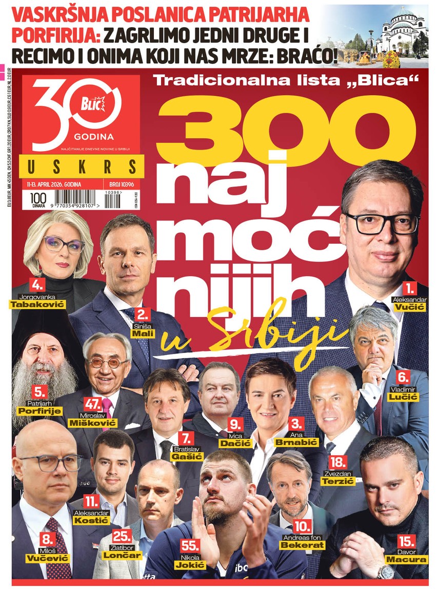 Blic naslovna strana za 11.4.