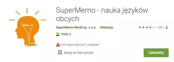 Aplikacja do nauki angielskiego &quot;SuperMemo&quot;