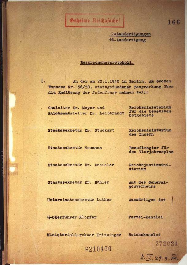 Protokół konferencji w Wannsee z 20 stycznia 1942 r. 
