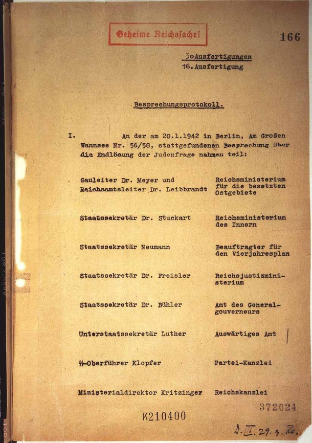 Protokół konferencji w Wannsee z 20 stycznia 1942 r. 