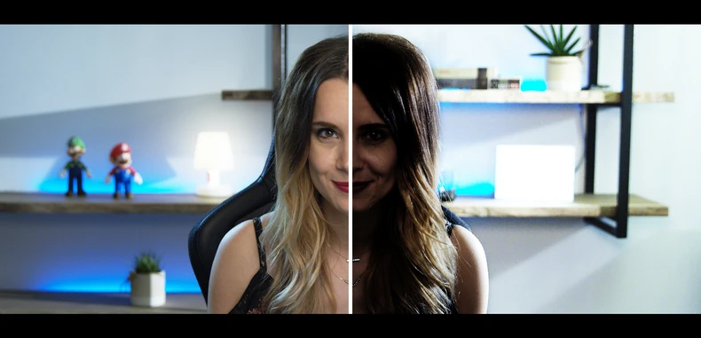 Brio 4K Streaming na jednoj strani, i obična kamera na drugoj