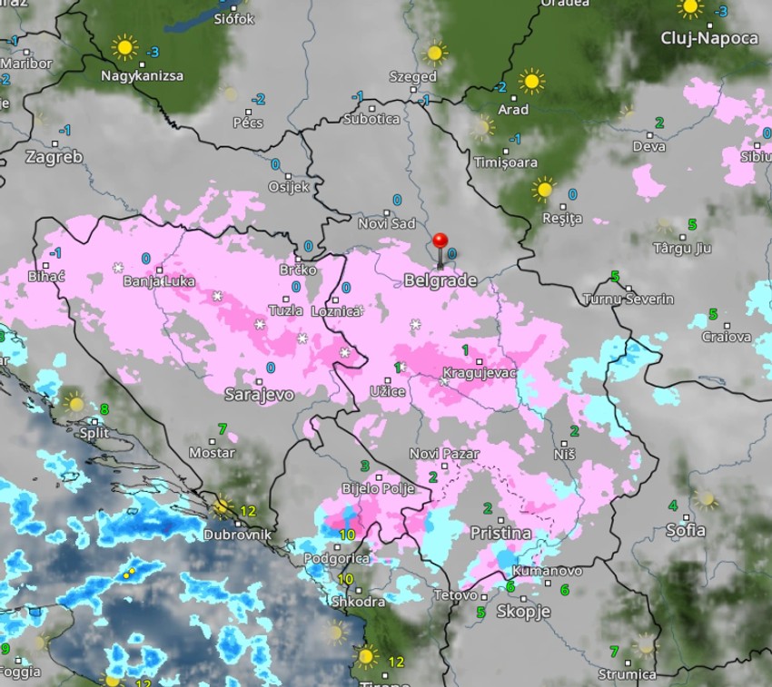 Oblaci nad Srbijom u 9 sati