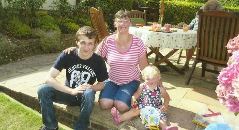 Briton Michael Sandford, seen here in an undated handout with his mother and sister, returned to his home near London after being released from jail in early May