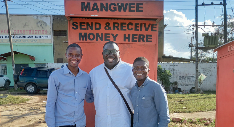 From left, Bwalya Kampamba, a co-founder of Mangwee  Andrew Takyi-Appiah, CEO of Zeepay Ghana  and Aston Njovu, co-founder of Mangwee