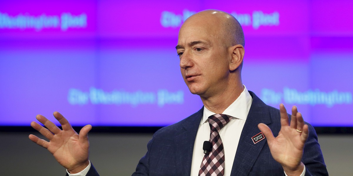 Jeff Bezos, owner of The Washington Post, delivers remarks at the grand opening of the Washington Post newsroom in Washington January 28, 2016.