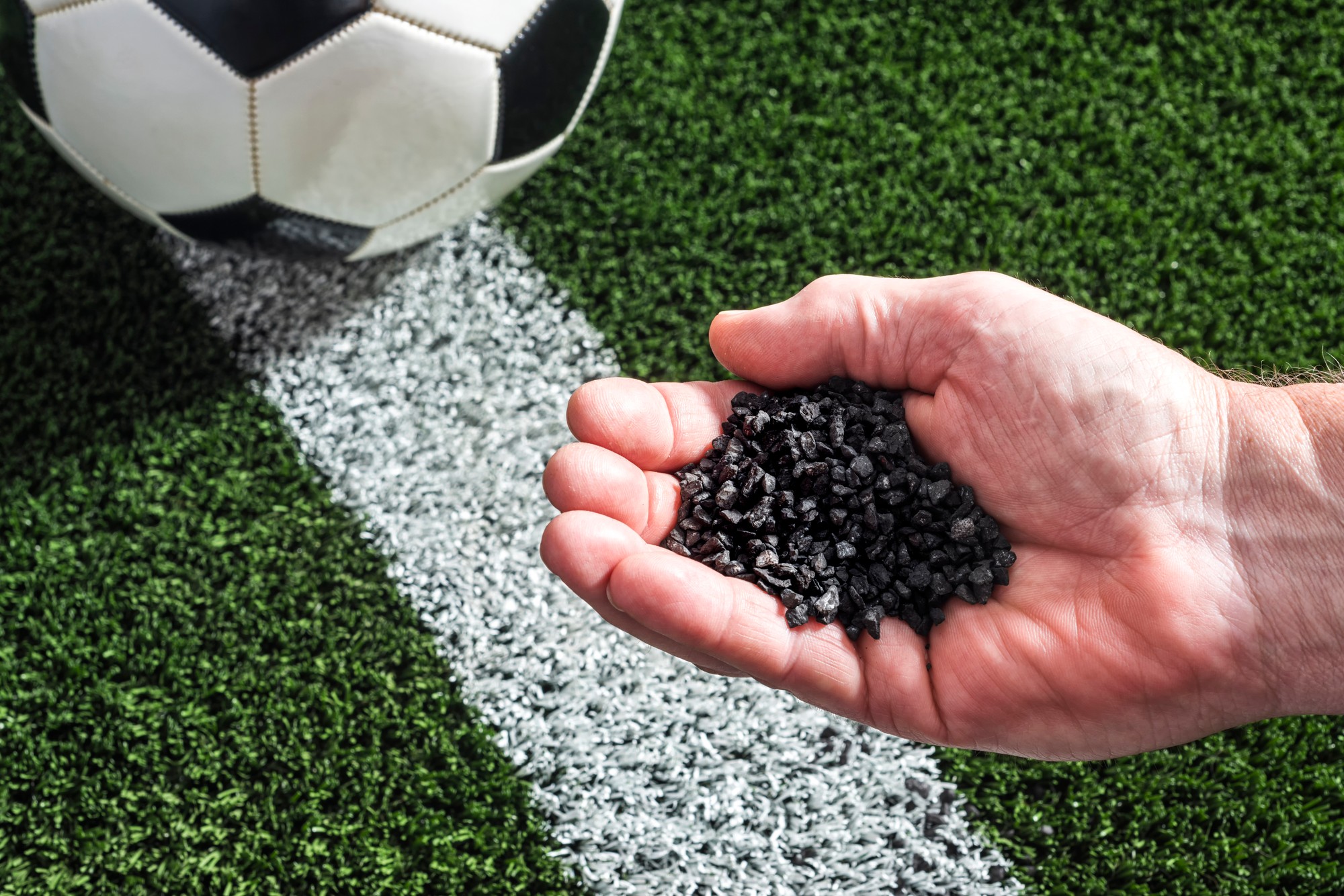 Rubber granules are used on various surfaces. (illustrative photo)