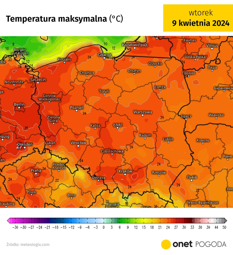 Temperatura gdzieniegdzie przekroczy 25 st. C