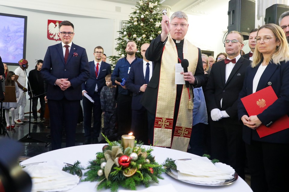 Spotkanie wigilijne z osobami w potrzebie w Sejmie w Warszawie