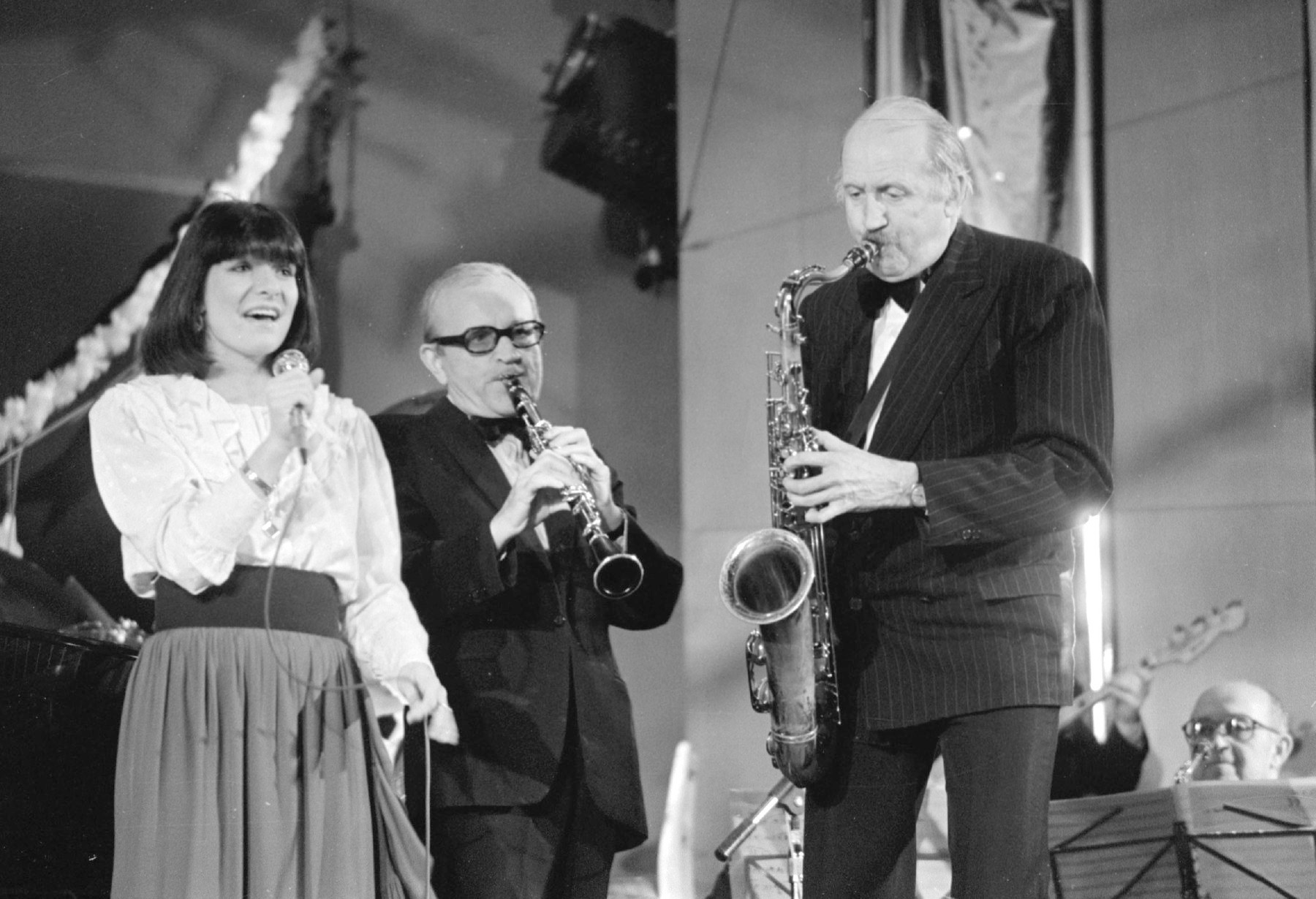 Speváčka Anna K., klarinetista Ferdinand Havlík a saxofonista Evžen Jegorov.