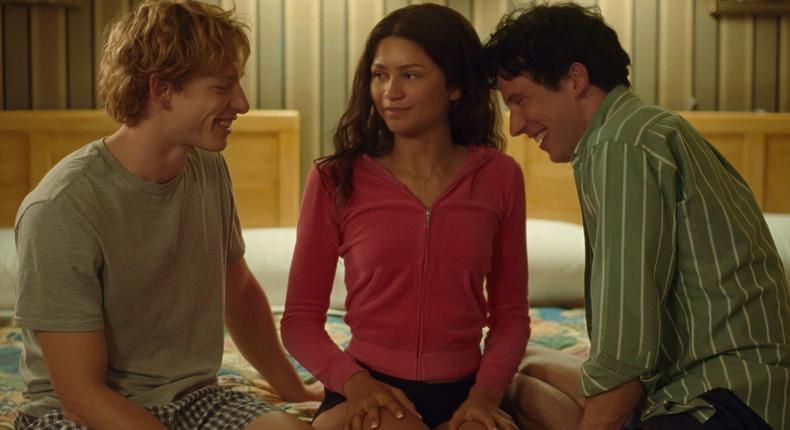 Mike Faist as Art, Zendaya as Tashi, and Josh O'Connor as Patrick in Challengers.Metro-Goldwyn-Mayer Pictures