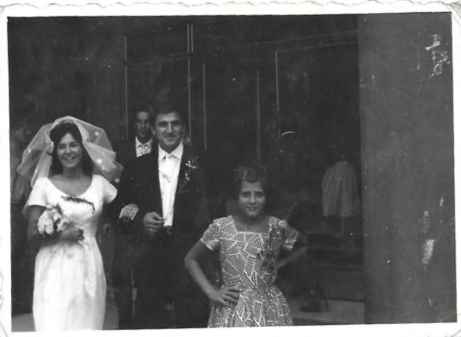 Bata Živojinović sa suprugom Lulom na venčanju