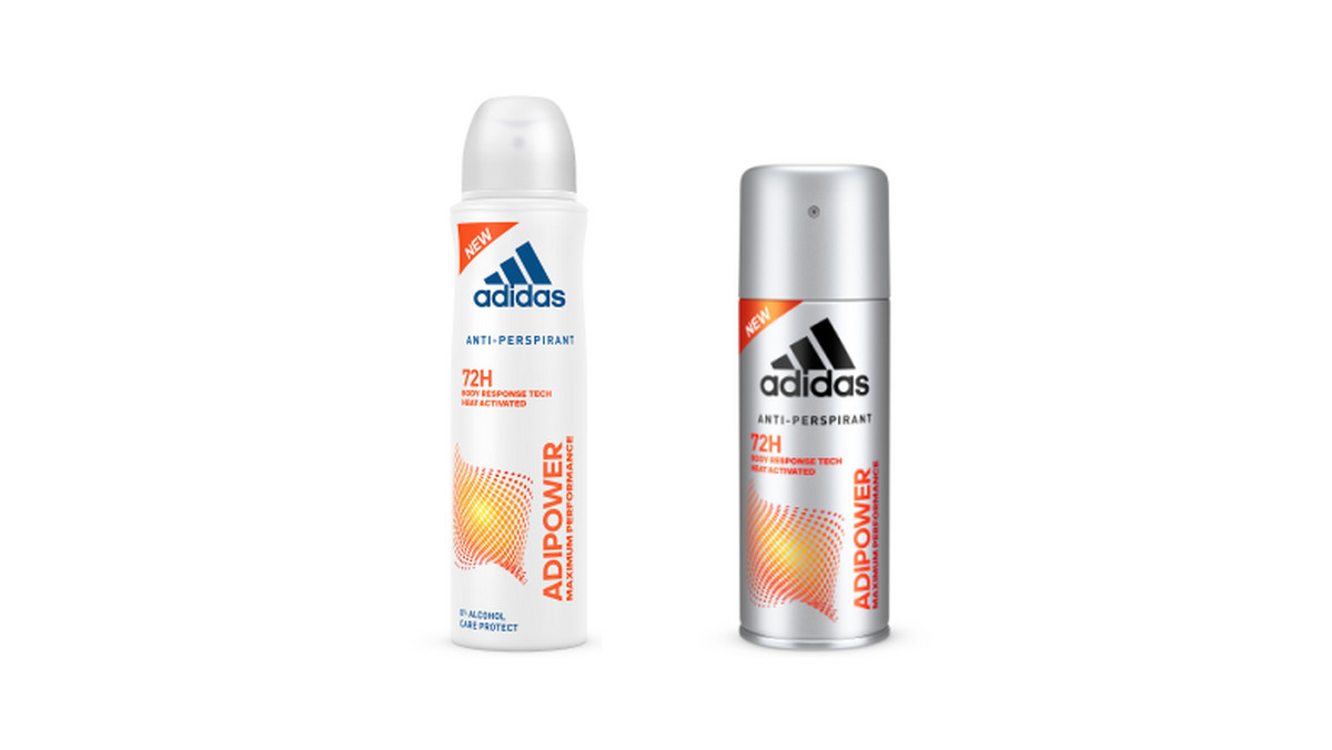 Marka adidas wprowadza na rynek nowy antyperspirant ADIPOWER. 72-godzinna technologia ochrony przed poceniem oraz przykrym zapachem. Technologia Smart Body Response aktywowana ciepłem, gdy jest to najbardziej potrzebne.