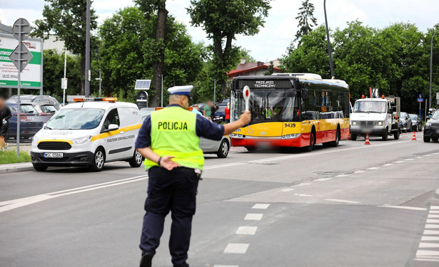 Miejsce wypadku autobusu na Bielanach