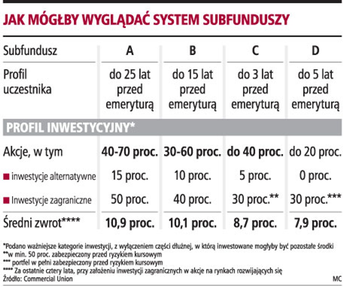 Jak mógłby wyglądać system subfunduszy