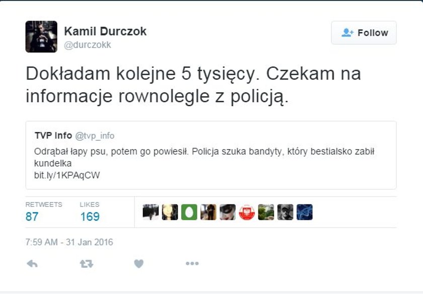 Sadysta obciął psu łapy. Kamil Durczok płaci za odnalezienie zwyrodnialca