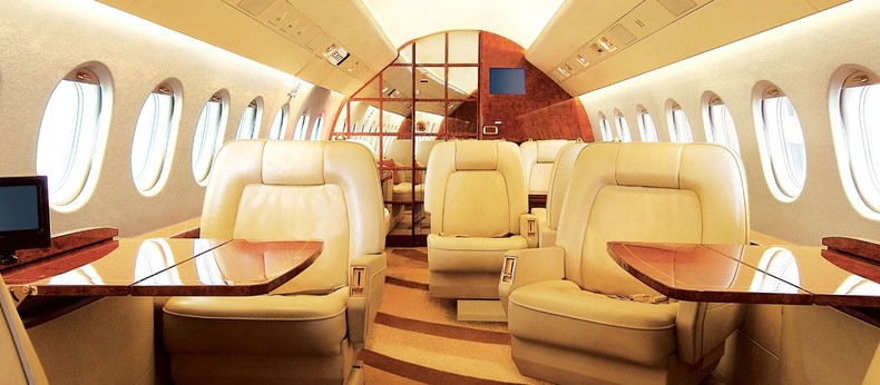 Luxurious private jet interior