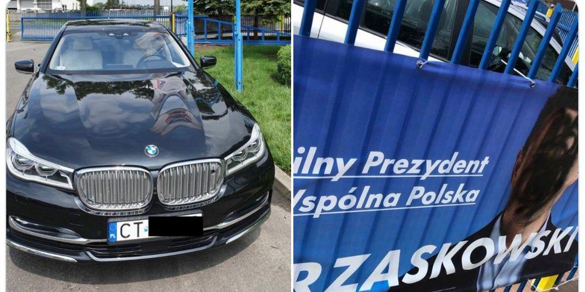 Wysiadł z czarnego bmw i zniszczył baner Trzaskowskiego. Sprawca zatrzymany