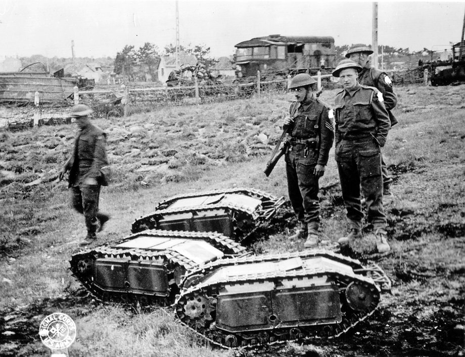 A remote-controlled tracked mine