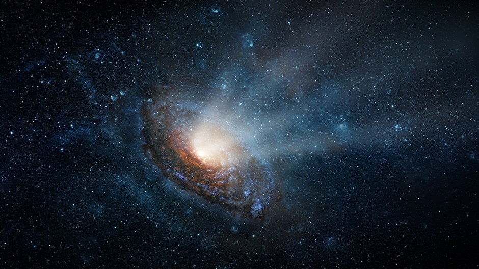 Promieniowanie z czarnej dziury w centrum galaktyki. Kosmiczna scena z gwiazdami, czarna dziura w galaktyce. Panorama. Wszechświat wypełniony gwiazdami, mgławicą i galaktyką. Elementy tego zdjęcia dostarczone przez NASA