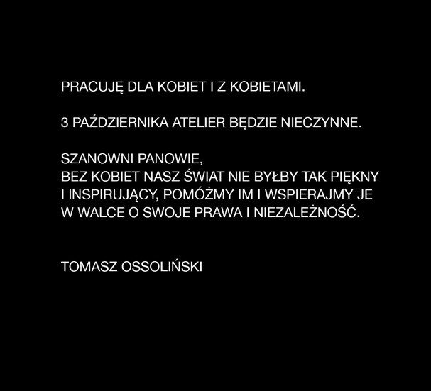 Tomasz Ossoliński popiera #czarnyprotest