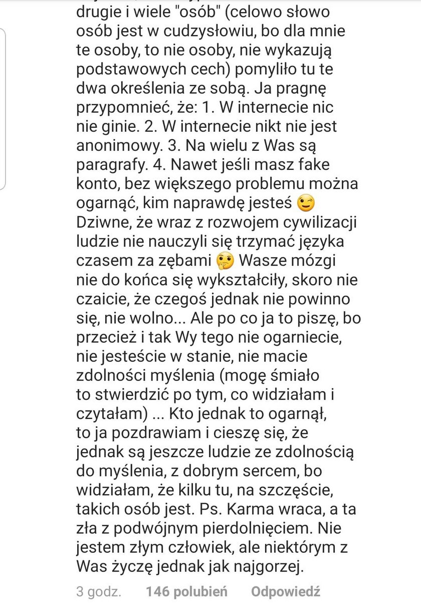 Komentarze na profilu Agnieszki Woźniak-Starak