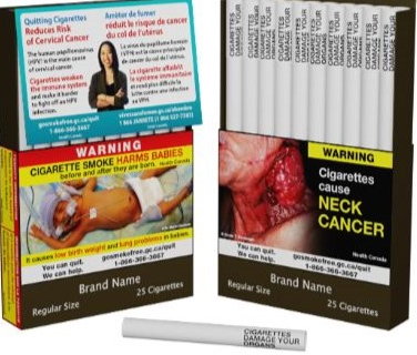 Papierosy. Zdjęcie pochodzi ze strony kanadyjskiego resortu zdrowia https://www.canada.ca/en/health-canada/news/2023/05/tobacco-products-appearance-packaging-and-labelling-regulations.html