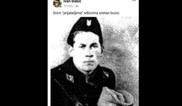 slika Ivan Đakić sin poslanika HDZ objava Fejsbuk, ustaša drži glavu srpskog vojnika prtscn