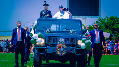 Gombe State Governor, Yahaya Inuwa during the inauguration ceremony for his second term in office. [Musa Bajoga]