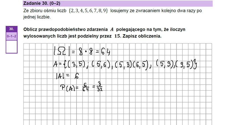 Matura 2023. Matematyka — poziom podstawowy. Zadanie 30.