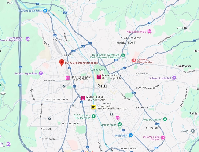 Mapa, škola u Gracu