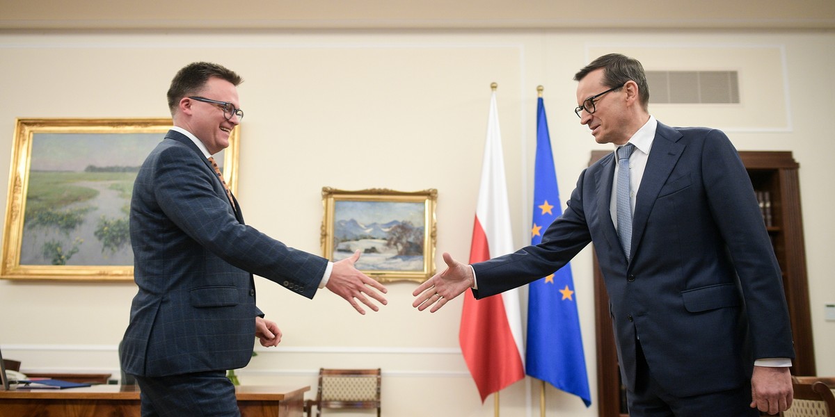 Spotkanie Mateusza Morawieckiego z Szymonem Hołownią