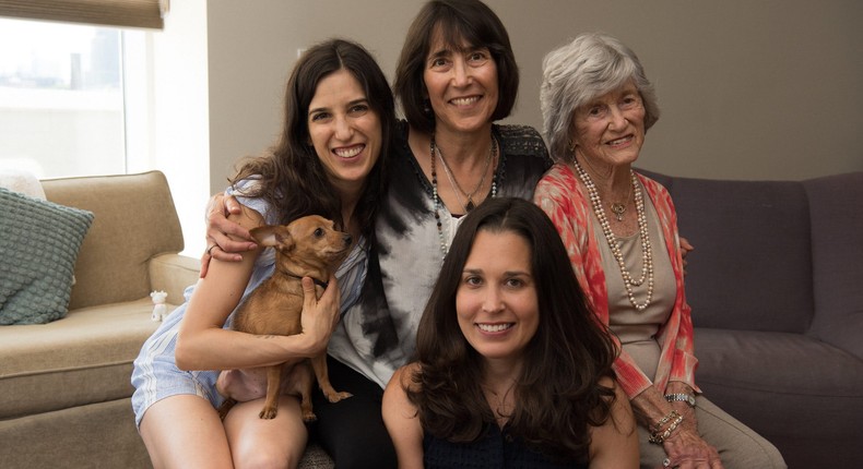 The author (front) with her sister, mother, and grandmother in August 2017 after her mom's cancer diagnosis.Photo: Julianne Schaer