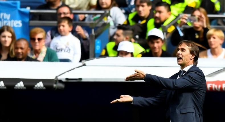 Real Madrid coach Julen Lopetegui barking instructions, but to no avail as the Spanish league giants fall to a humiliating 2-1 home defeat to Levante.