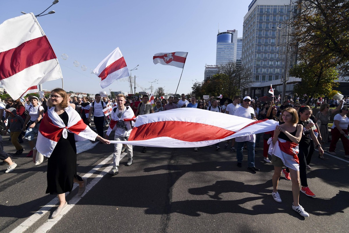 Protest przeciwko reżimowi Łukaszenki, Mińsk, sierpień 2020 rok