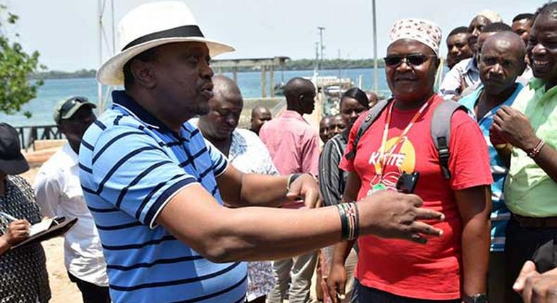 President Uhuru Kenyatta during a recent visit to Kwale County. Why Uhuru will be speaking with residents of Ongata Rongai today