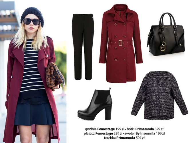 Jesienne STYLIZACJE z ubraniami w kolorze marsala