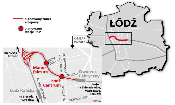 Planowany tunel kolejowy w Łodzi