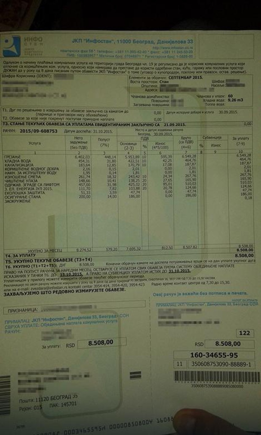 Na računima bi poskupele dve stavke