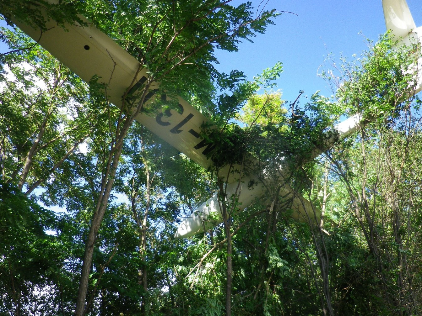 Pilot vetroňa nezvládol riadenie, pristál v korunách stromov.