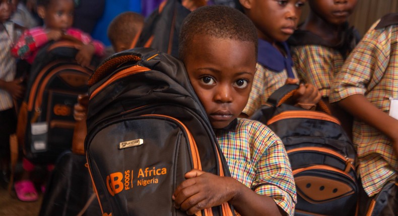 GBfoods donates bags to students of Makoko Community