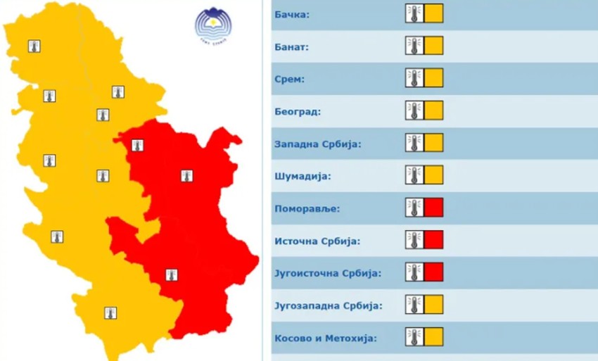 Meteoalarm za 3. jul