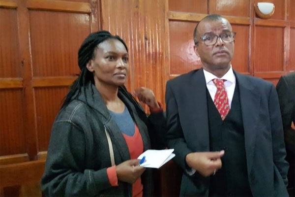 Sarah Wairimu with her lawyer Philip Murgor