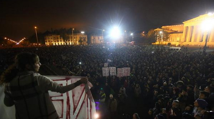 Az internetadó ellen tüntetők megostromolták a Fidesz székházát