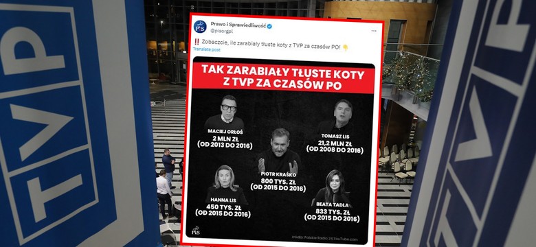 PiS odpowiada na bajońskie zarobki w TVP. Medioznawca: lepiej byłoby się uderzyć w piersi