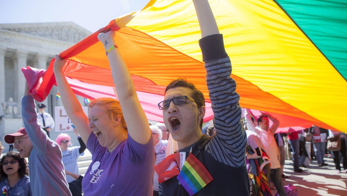 USA homoseksualiści tęcza protest